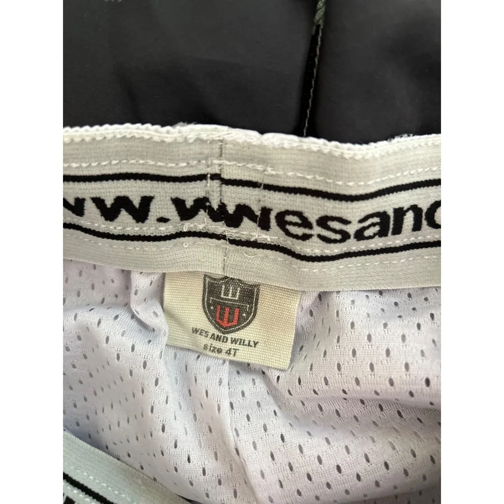 Lot Of 2 Wes Willy Boys 4T Swim Trunk Shorts Tropical Peace Black White EUC